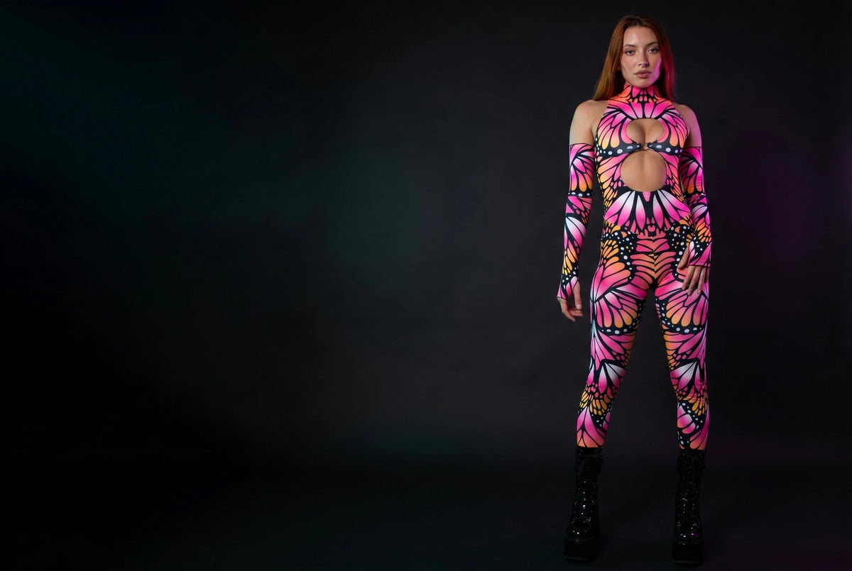 BLVDE Collection - Dark marble print rave bodysuit by Freedom Rave Wear, handmade in San Diego